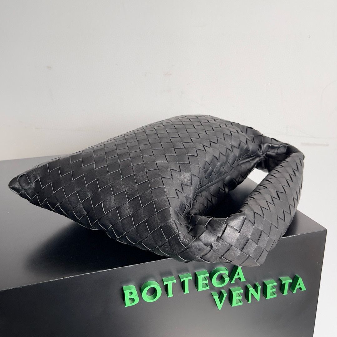 Bottega Veneta Medium Hop Original Leather Bag 763966 Black