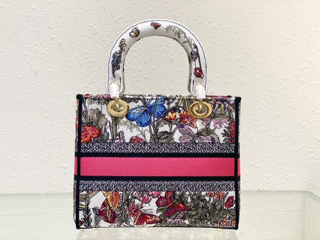 Dior Medium Lady D-Lite Bag White Multicolor Mexico Millefiori Embroidery M0565OEBJ