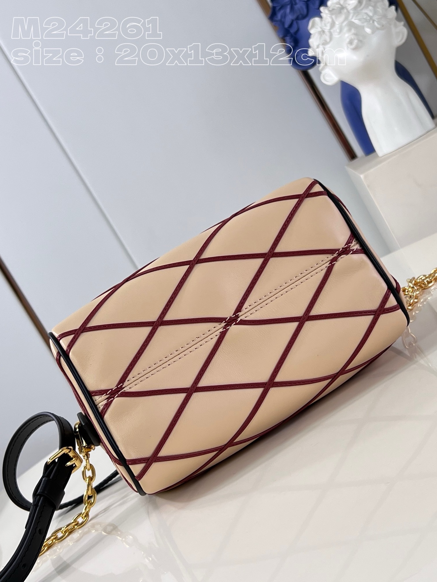 Louis Vuitton Speedy Bandouliere 20 M24261 Beige&red