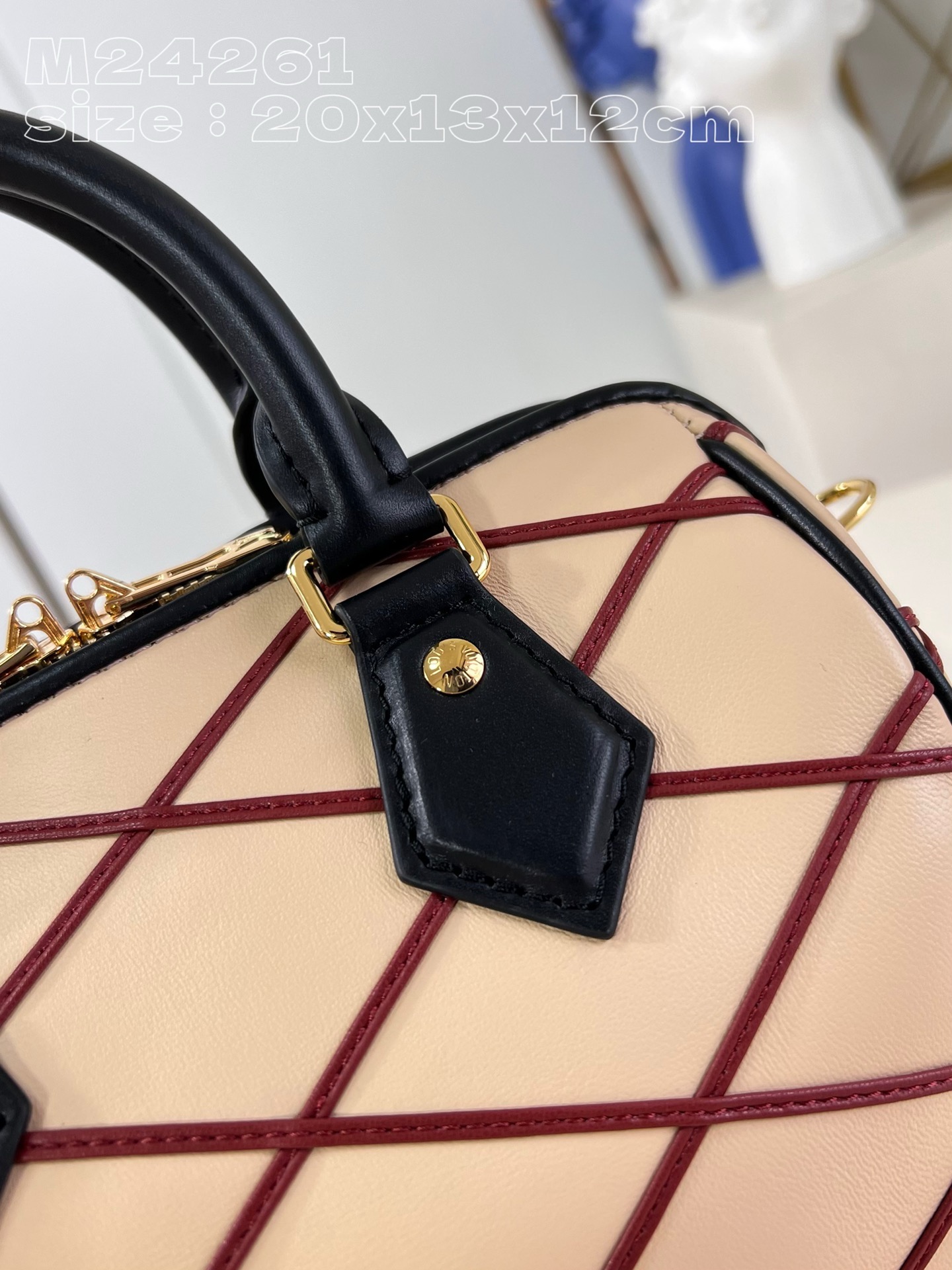 Louis Vuitton Speedy Bandouliere 20 M24261 Beige&red