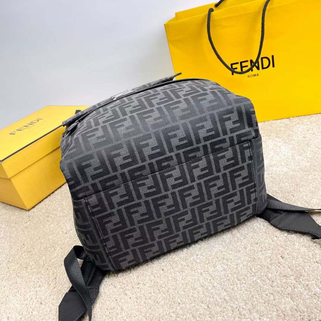 FF Jacquard Fendi Strike Medium fabric backpack F7602 BLACK