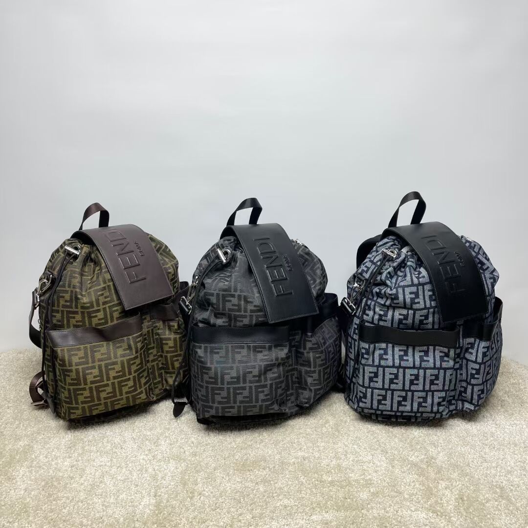 Fendi FF Jacquard Fendi Strike Medium fabric backpack 7VZ070A Denim