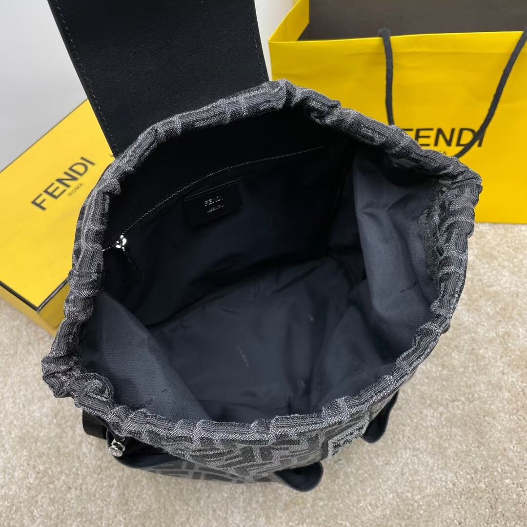 Fendi FF Jacquard Fendi Strike Medium fabric backpack 7VZ070A black