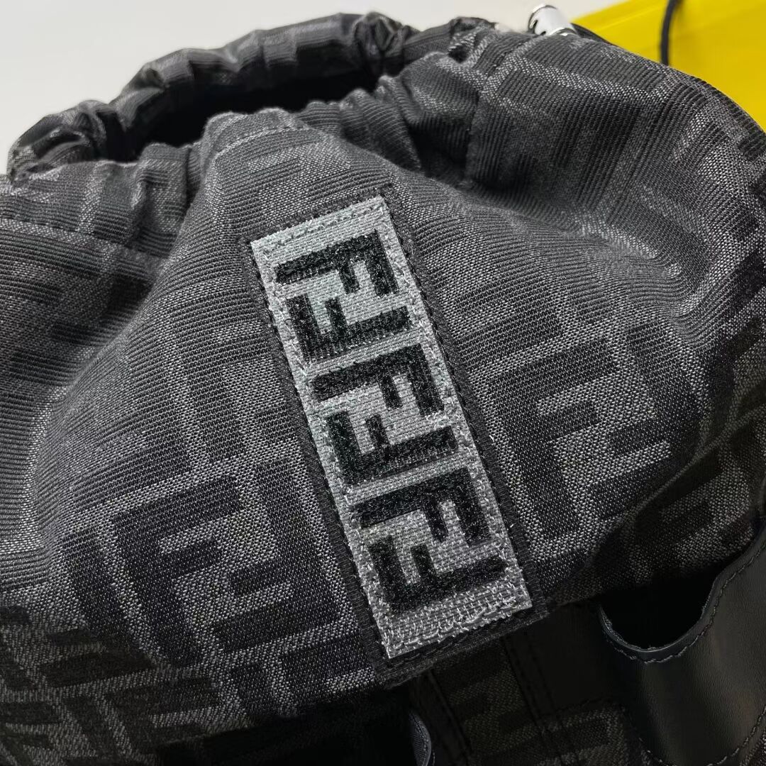 Fendi FF Jacquard Fendi Strike Medium fabric backpack 7VZ070A black