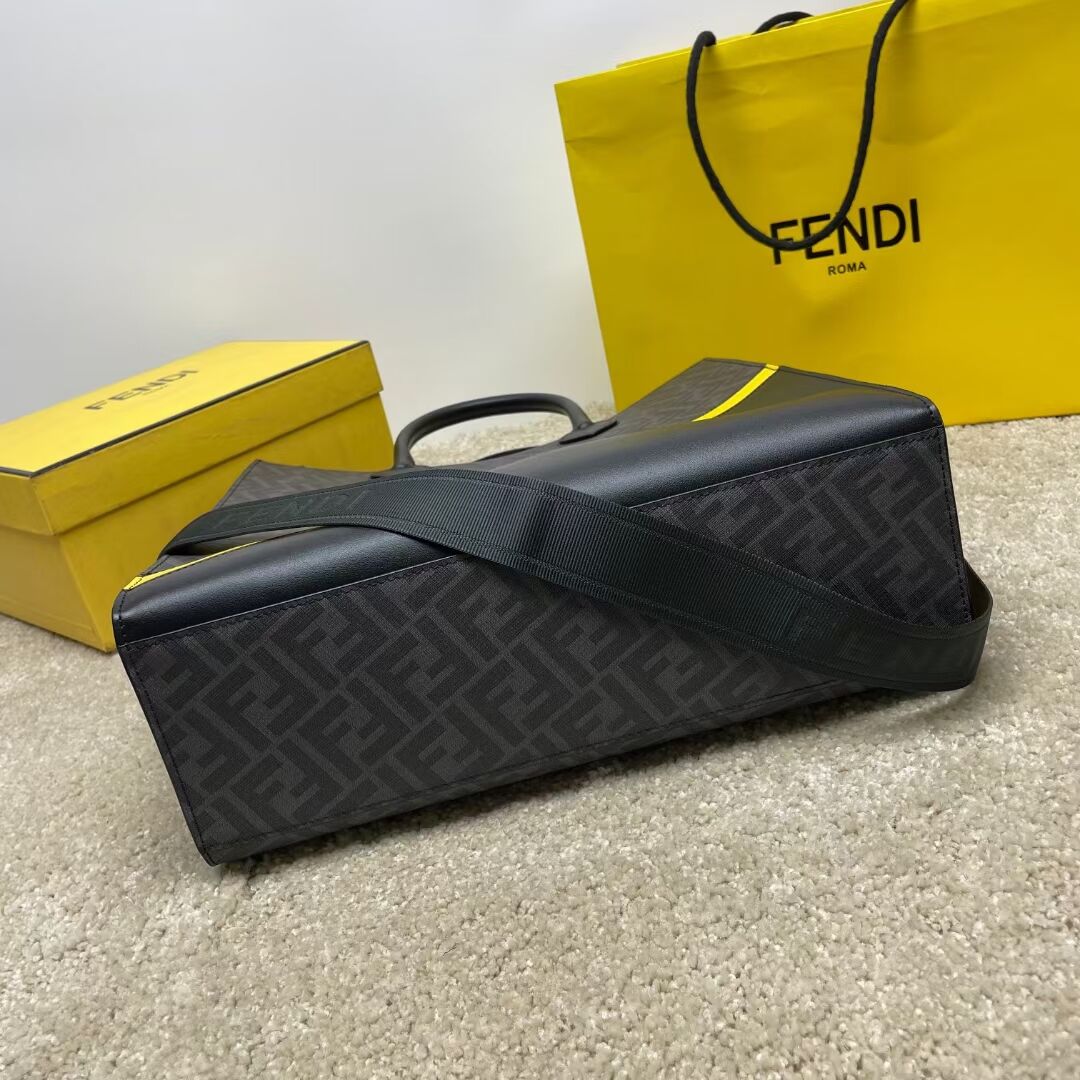 Fendi x FRGMT brown FF fabric bag Shopper F7678 black