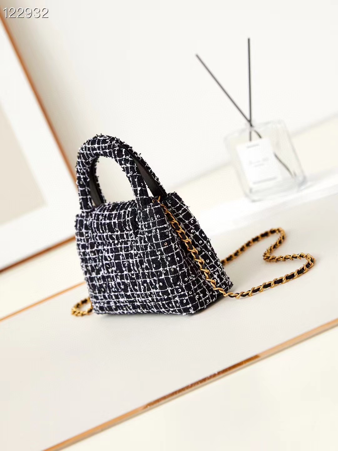 Chanel MINI SHOPPING BAG AS4416 BLACK & Ecru