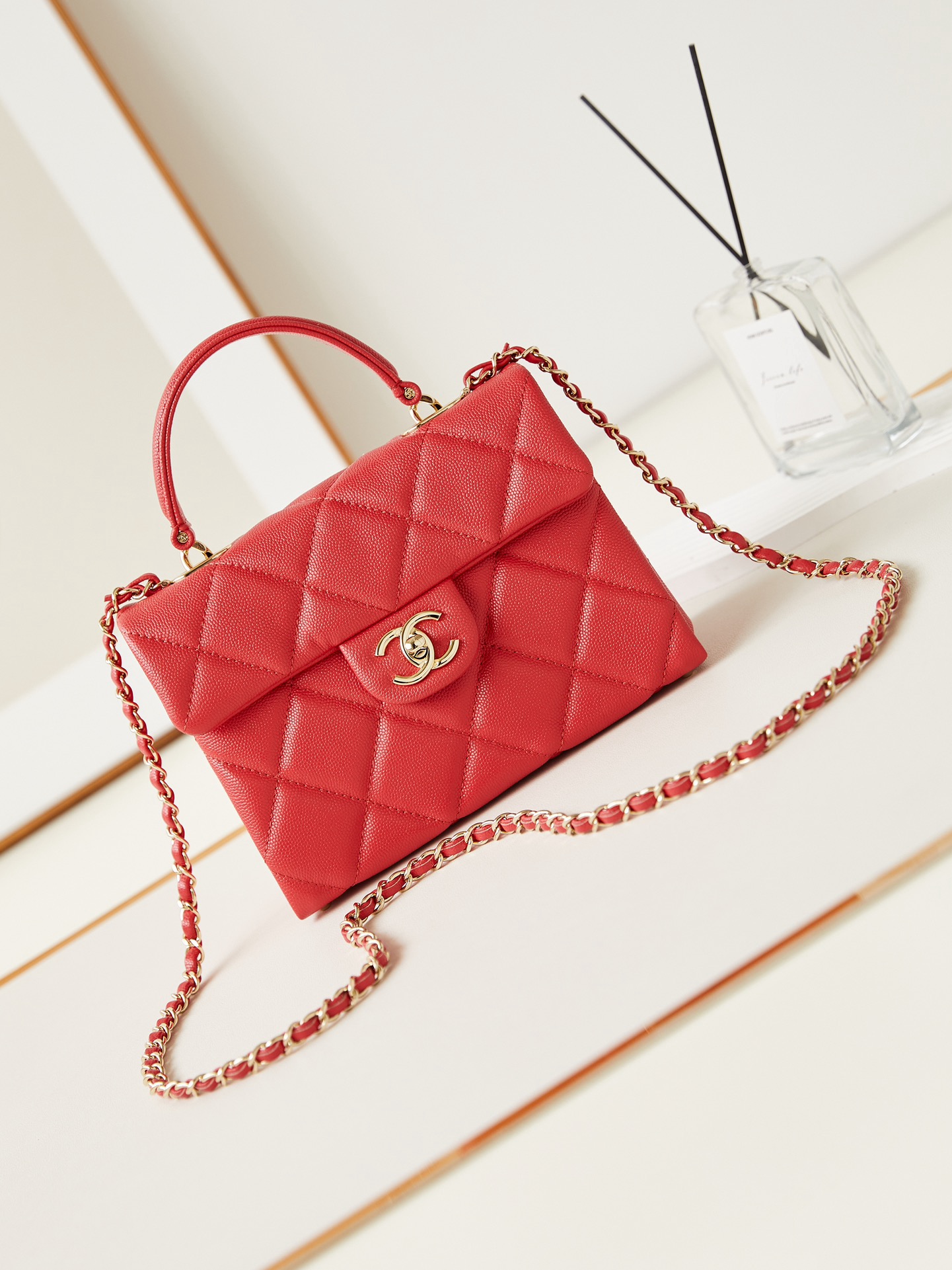 Chanel FLAP BAG WITH TOP HANDLE AS4711 RED