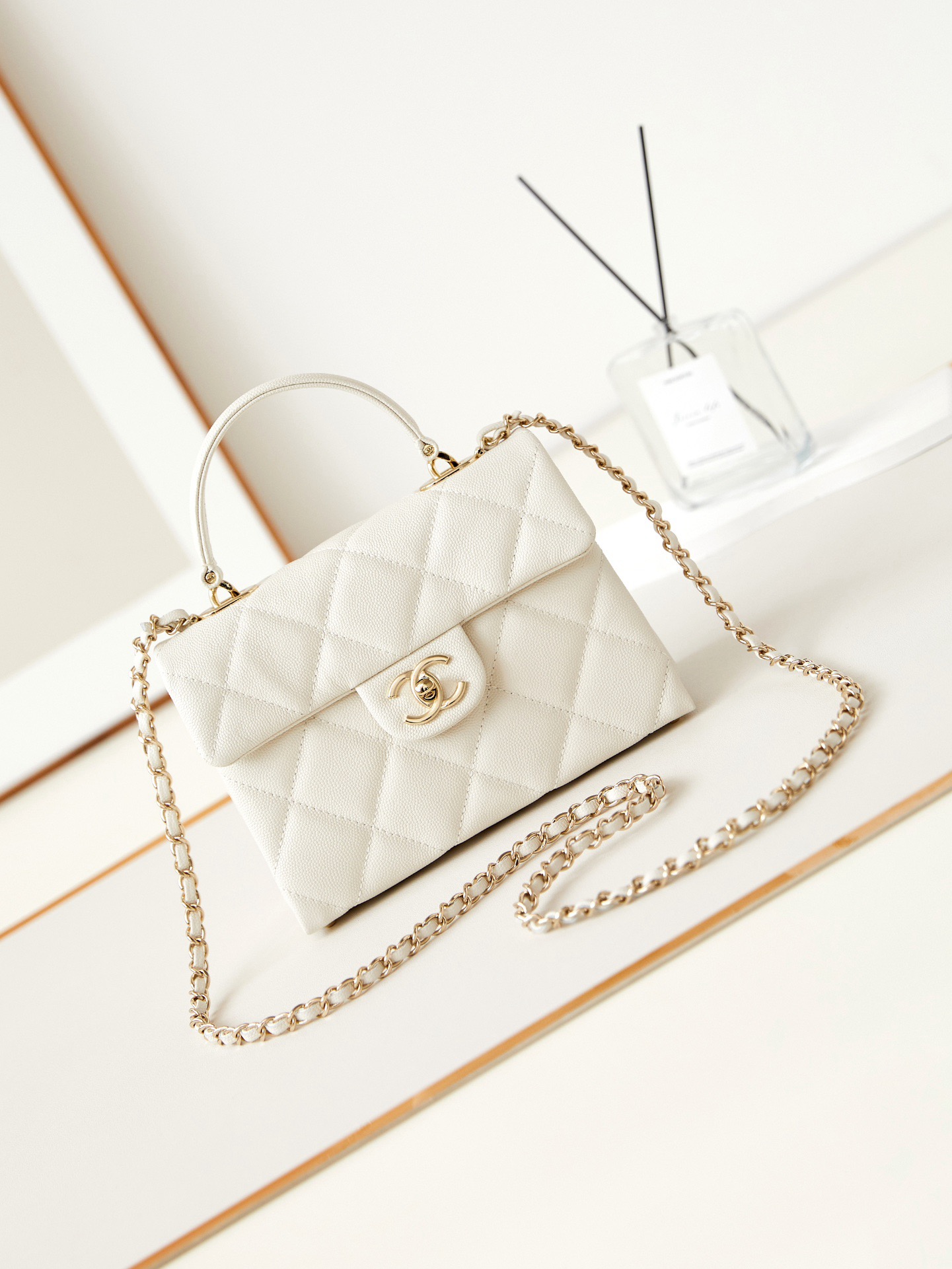 Chanel FLAP BAG WITH TOP HANDLE AS4711 WHITE