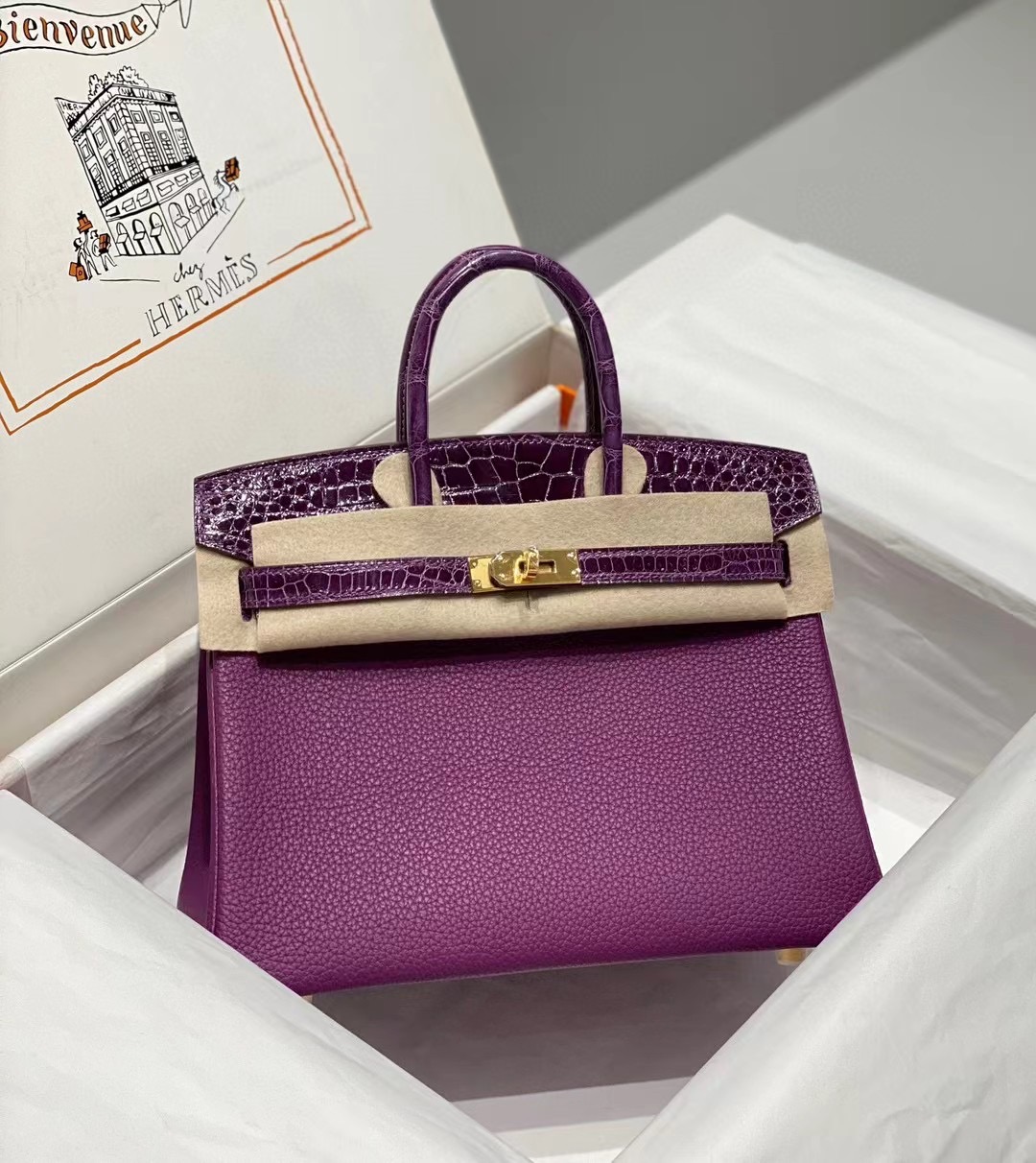 Hermes Birkin Bag Original Leather crocodile togo HBK2530 Purple