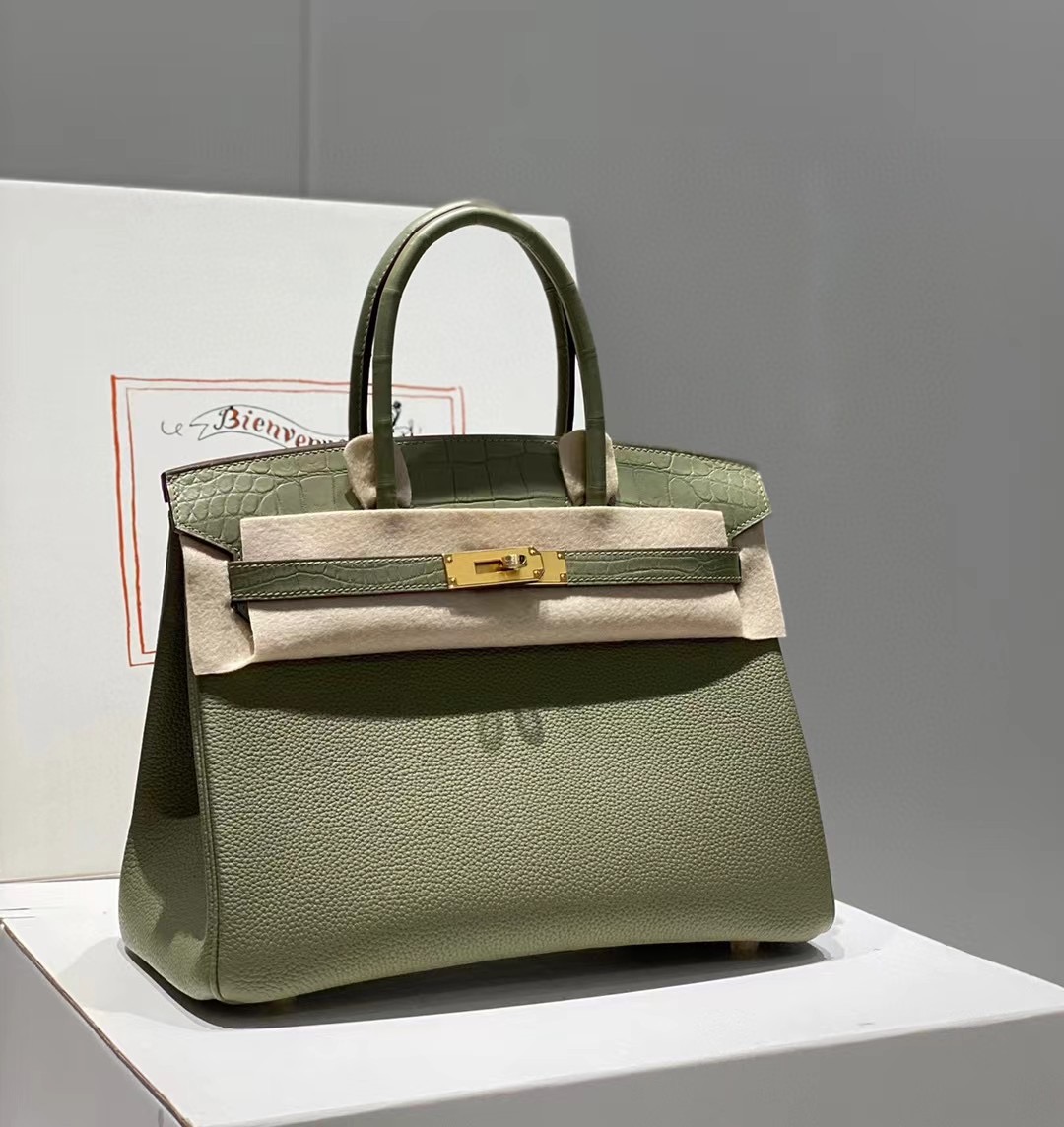 Hermes Birkin Bag Original Leather crocodile togo HBK2530 light green