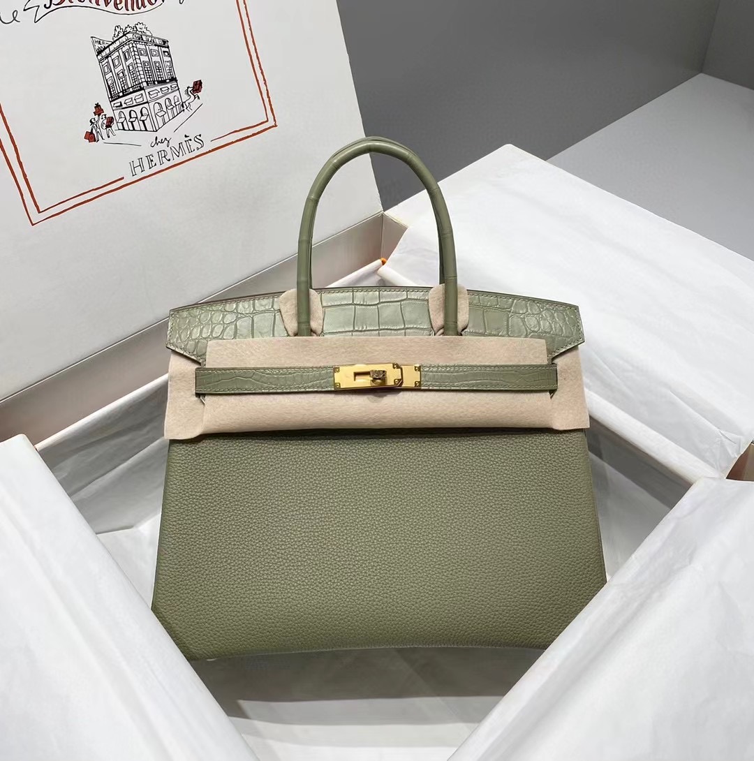 Hermes Birkin Bag Original Leather crocodile togo HBK2530 light green