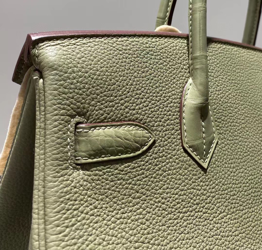 Hermes Birkin Bag Original Leather crocodile togo HBK2530 light green