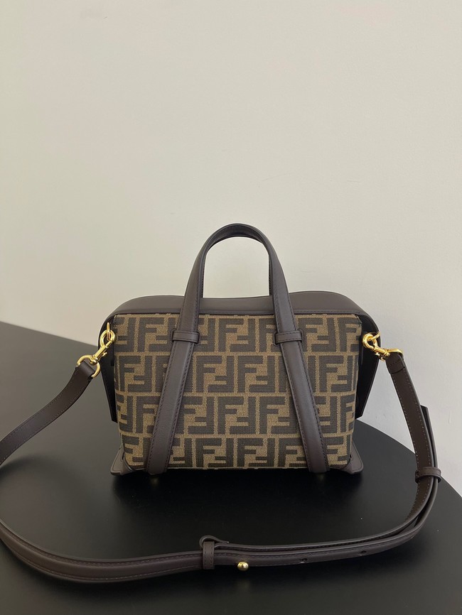 Fendi Cmon Medium Brown FF jacquard fabric and leather bag 3669