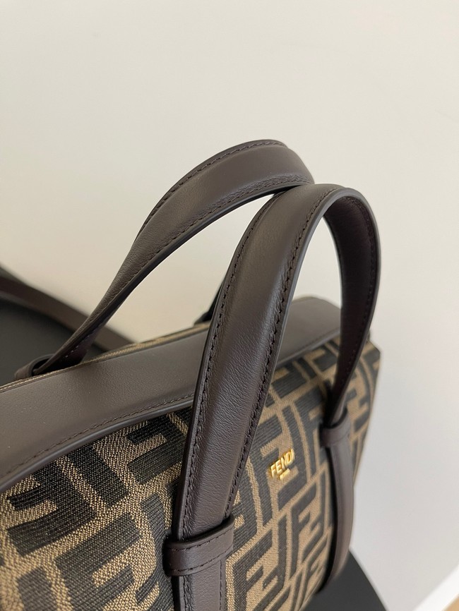Fendi Cmon Medium Brown FF jacquard fabric and leather bag 3669