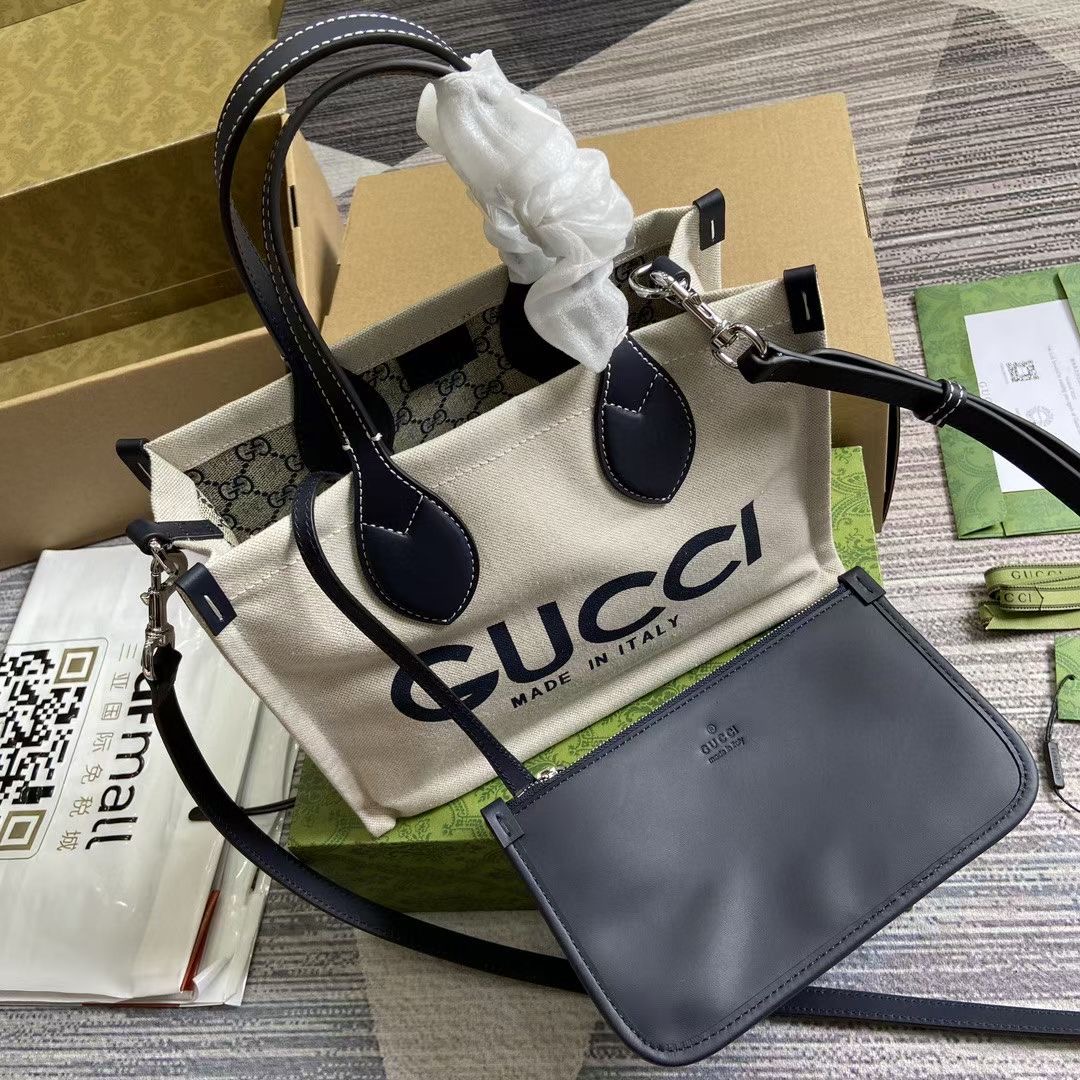 GUCCI MINI TOTE BAG WITH GUCCI PRINT 772144 black