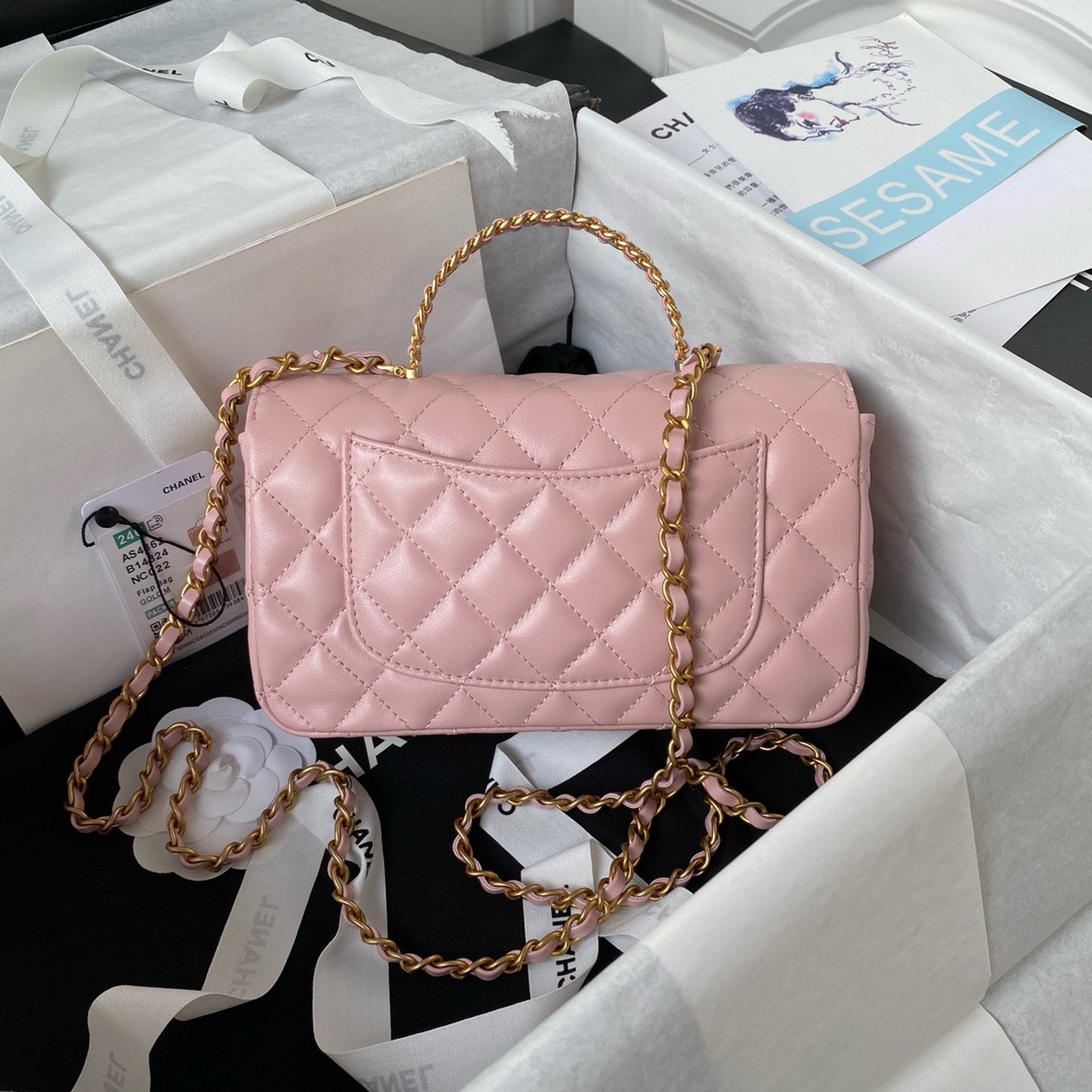 CHANEL FLAP PHONE HOLDER WITH CHAIN AS4362 PINK