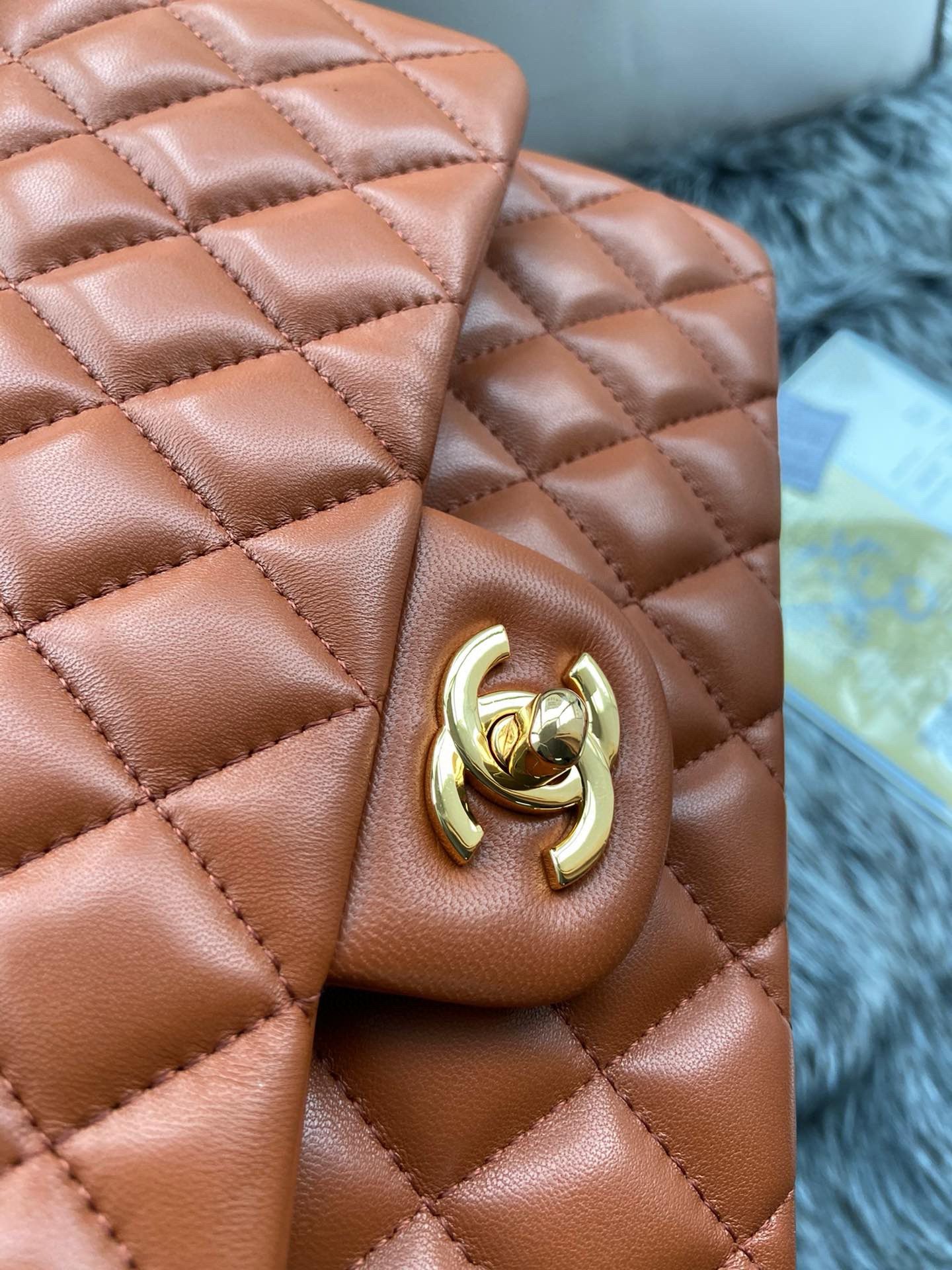 Chanel 2.55 Series Flap Bag Original Sheepskin Leather Y01295 A01112 Brown Gold-Tone hardware
