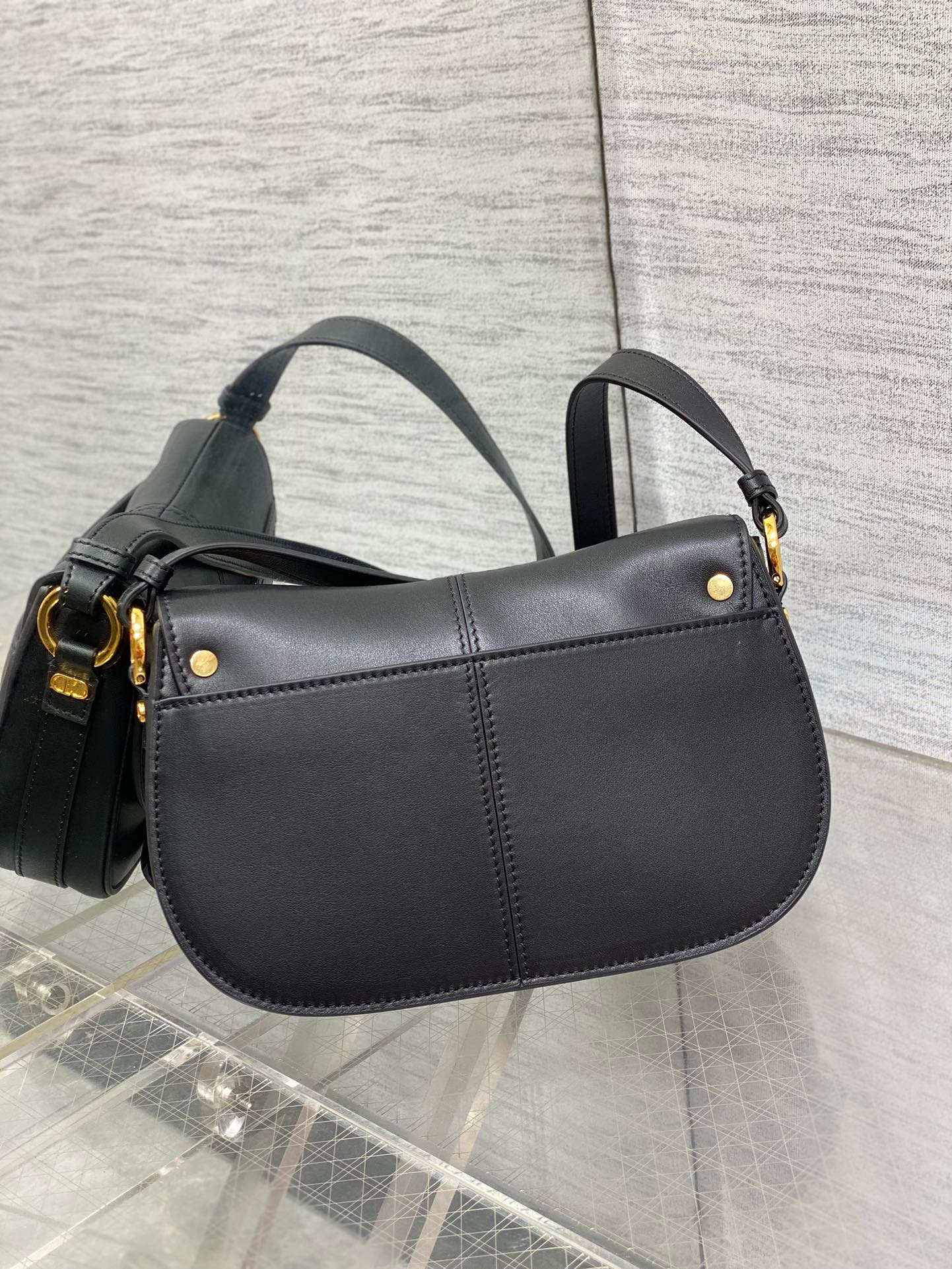 DIOR Small CD Besace Bag M9380UB Black Calfskin