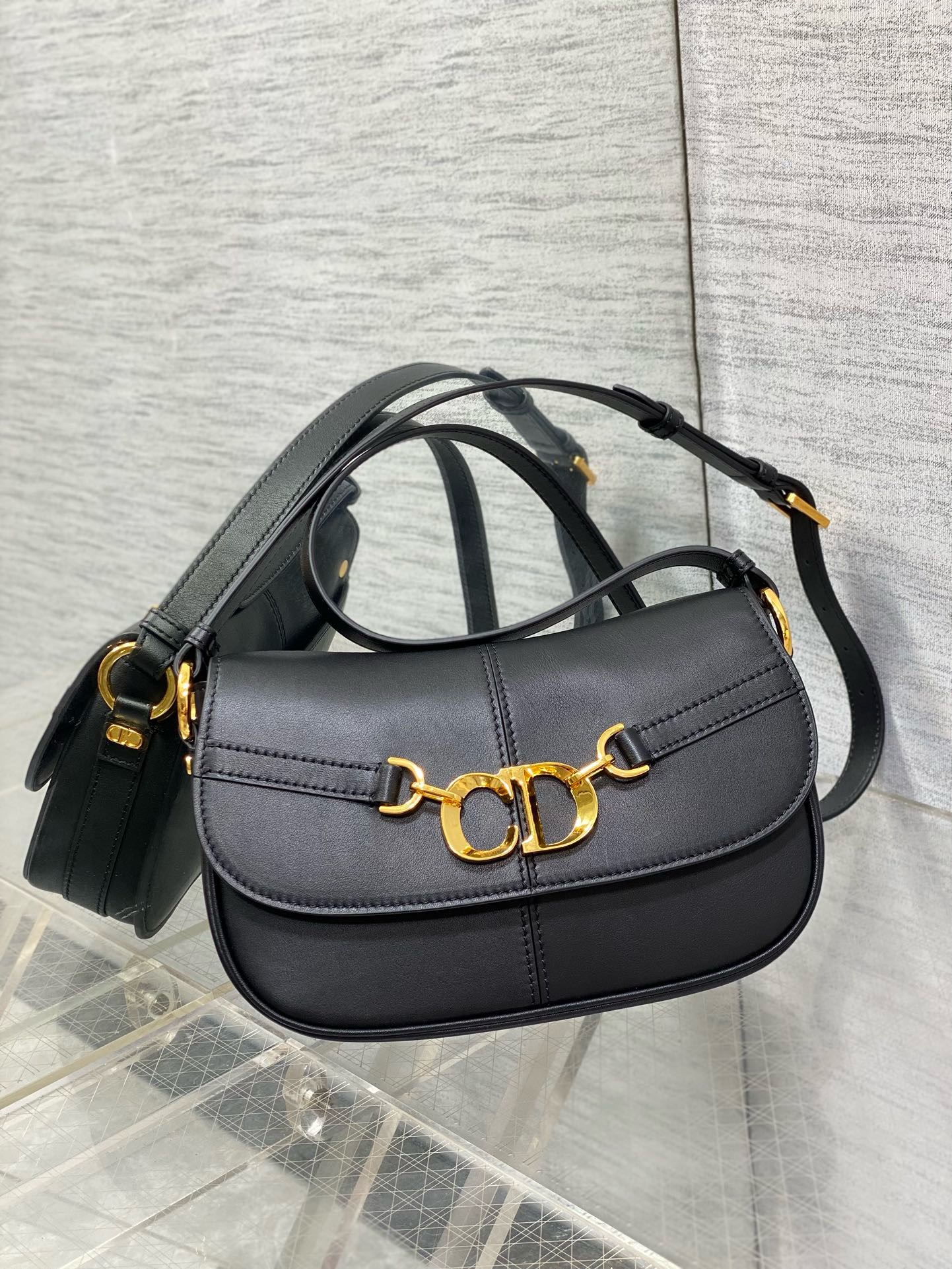 DIOR Small CD Besace Bag M9380UB Black Calfskin