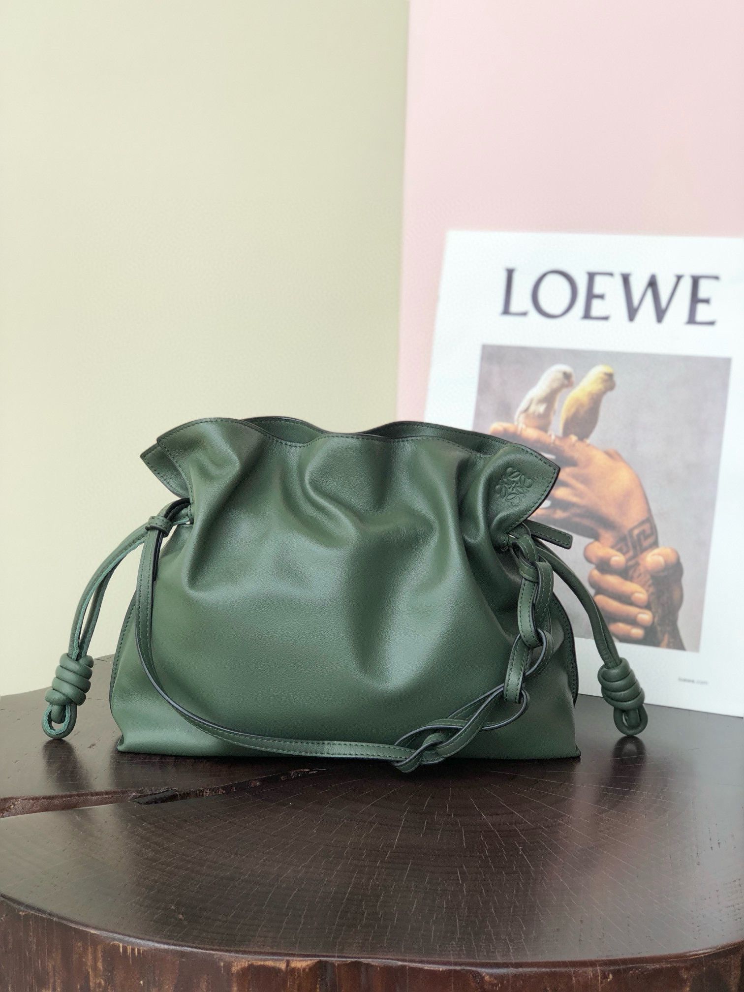 Loewe Flamenco Clutch Bag Original Leather LE0556 Dark green