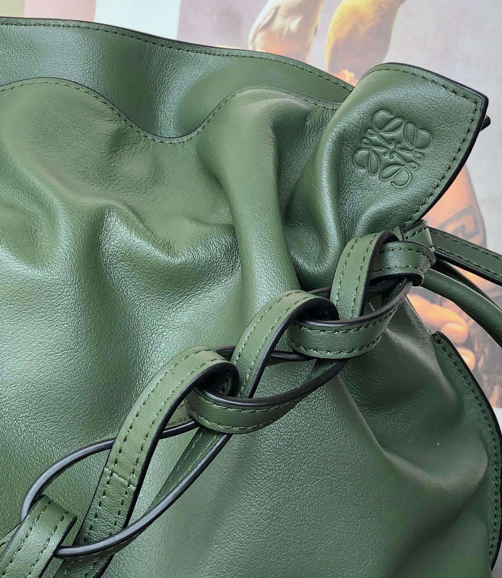Loewe Flamenco Clutch Bag Original Leather LE0556 Dark green
