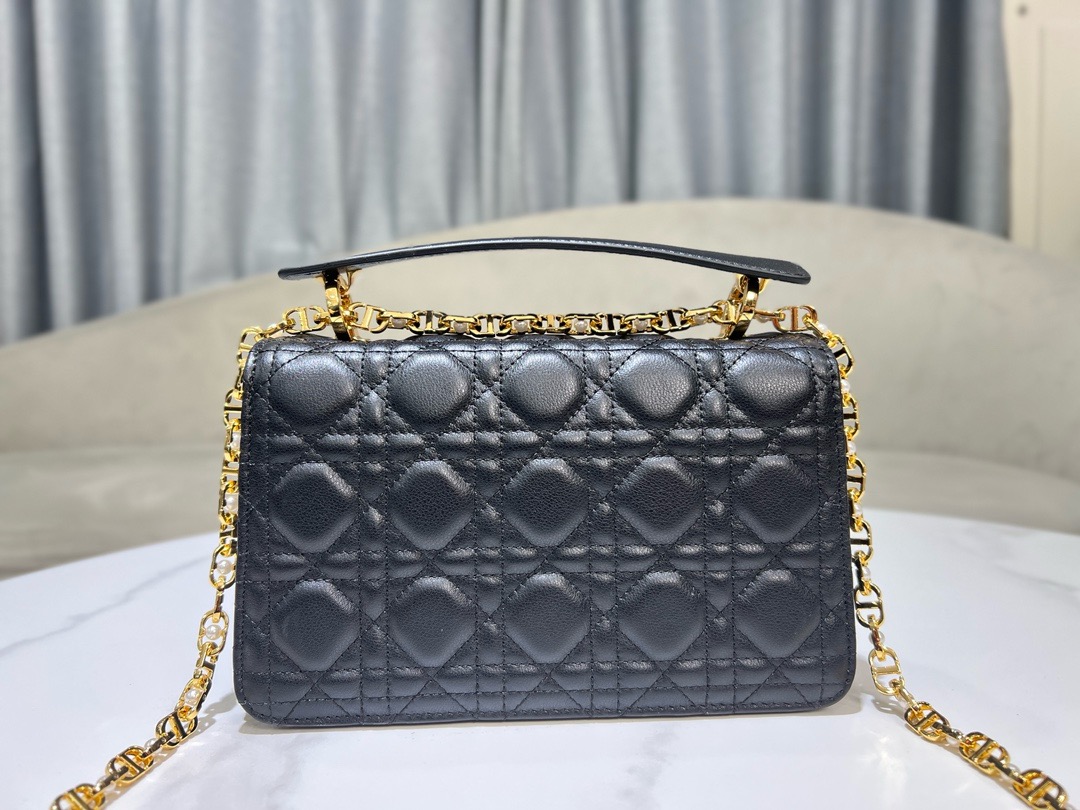 Small Dior Jolie Top Handle Bag Black Cannage Calfskin M9271U