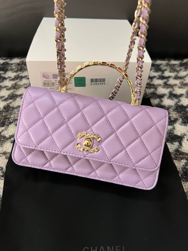 CHANEL CLUTCH WITH CHAIN AP3803 Purple