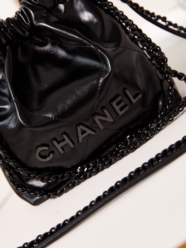 CHANEL 22 MINI HANDBAG AS3980 Shiny Calfskin &black