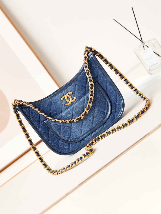 CHANEL HOBO HANDBAG AS4666 blue