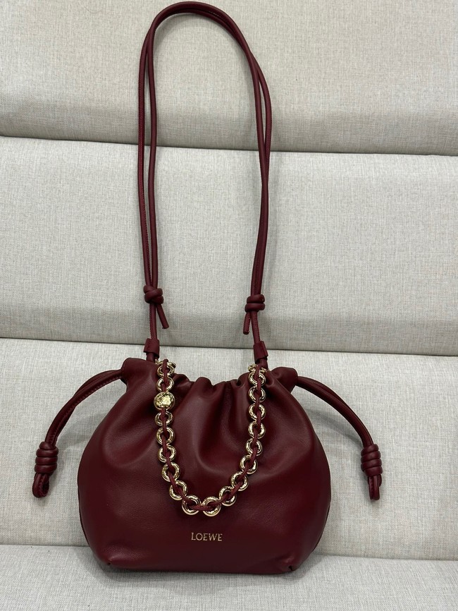 Loewe Mini Napa Lamb Leather Flamenco Purse A914C Burgundy