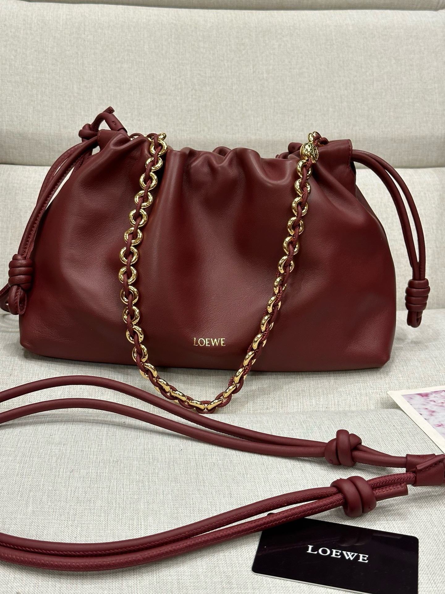 Loewe Napa Lamb Leather Flamenco Purse 80696 Burgundy