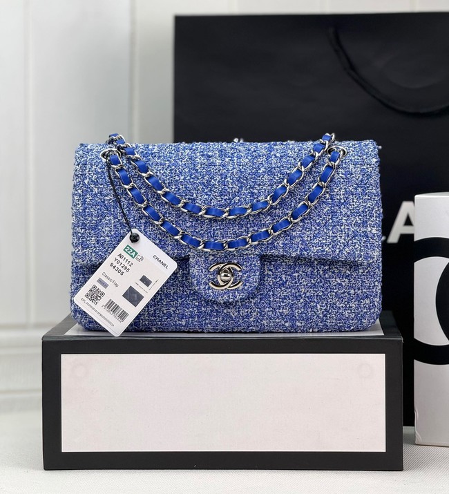 Chanel Tweed CLASSIC HANDBAG A01112 blue