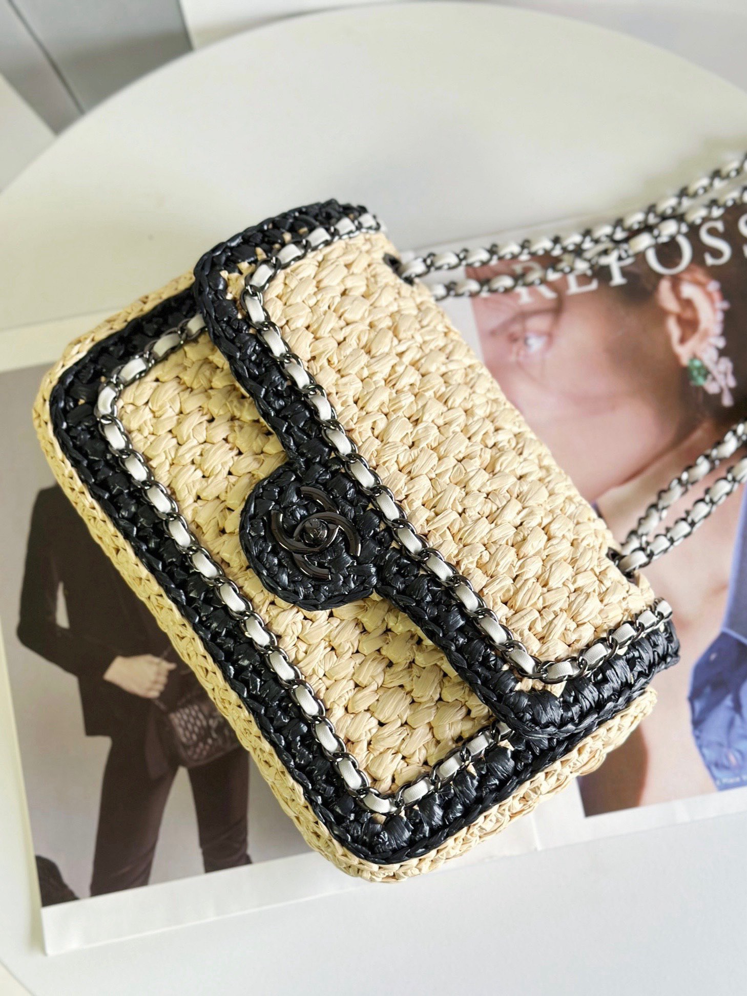 Chanel Weaving small Flap Bag AS6010 Black&Beige