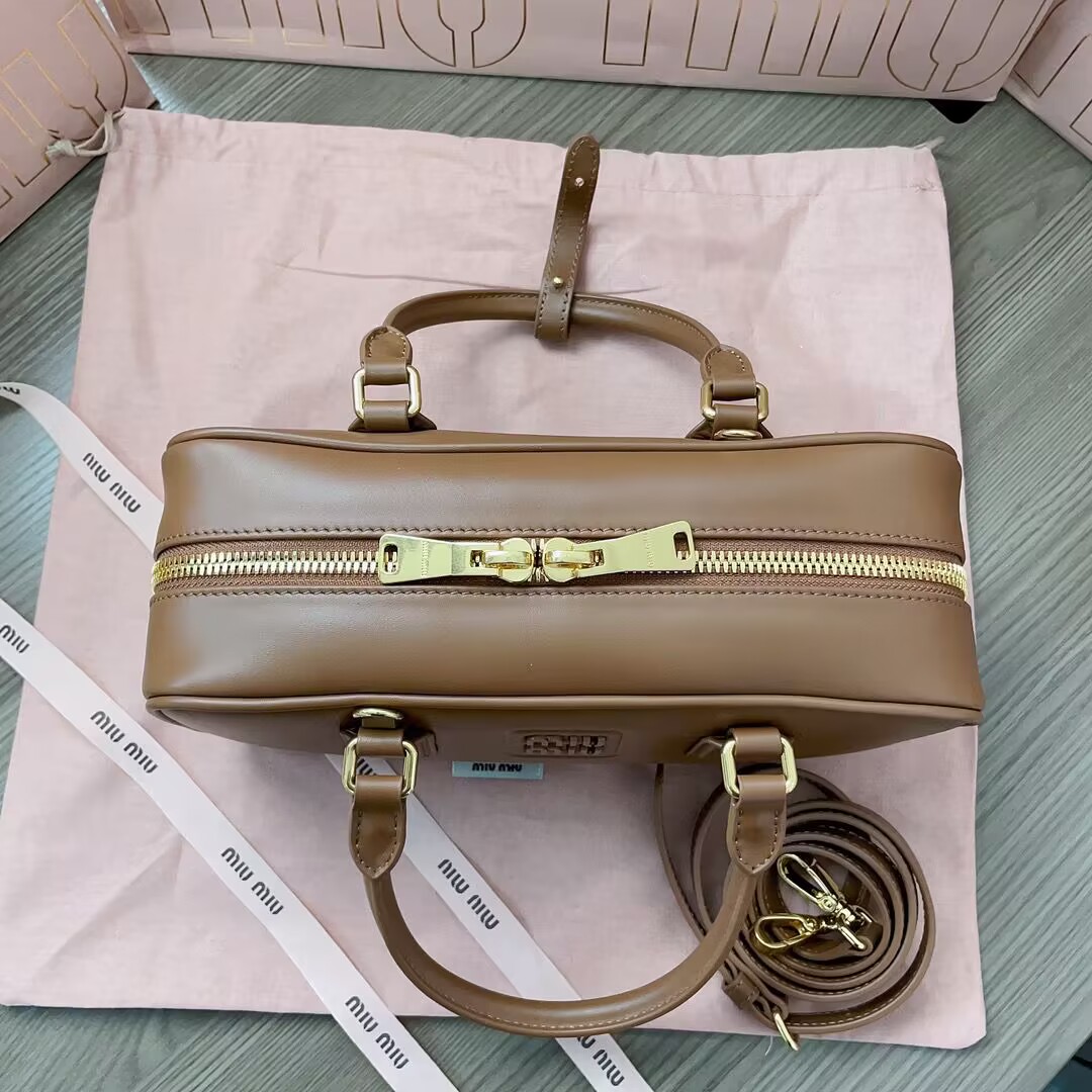 MIU MIU Original Leather Top Handle Bag 5BB148 Brown