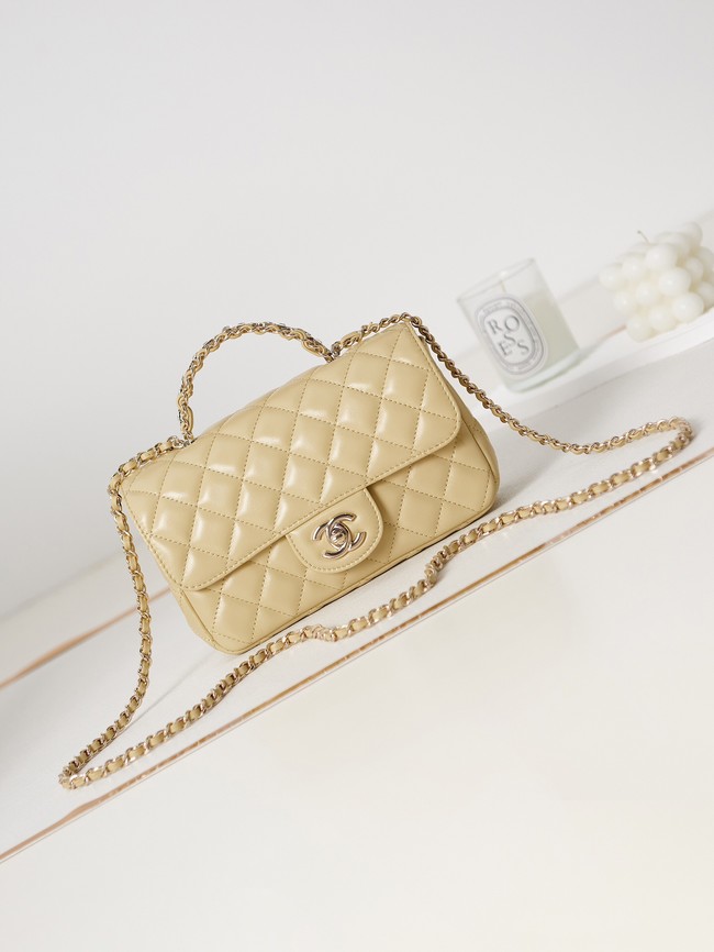 Chanel MINI FLAP BAG WITH TOP HANDLE AS4024 Beige