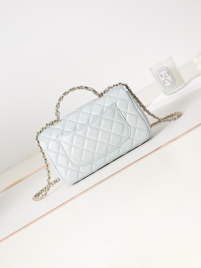 Chanel MINI FLAP BAG WITH TOP HANDLE AS4024 Ice blue