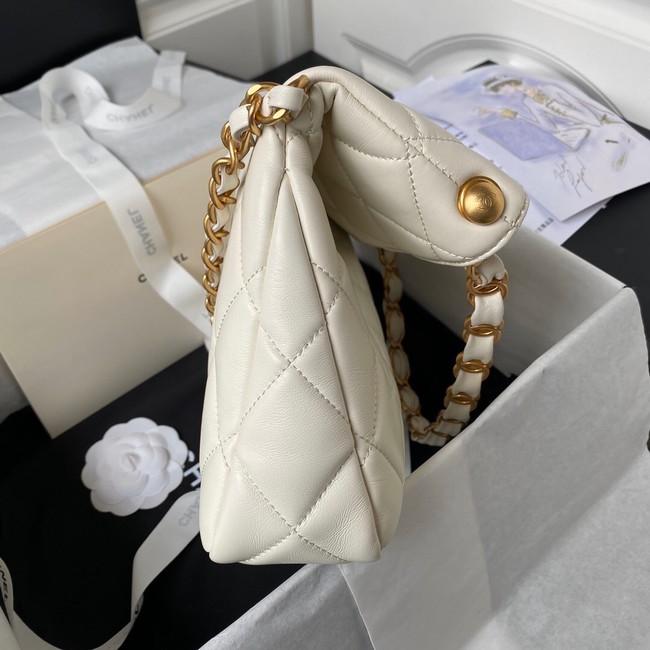 Chanel Shoulder Bag Lambskin & Gold-Tone Metal AS4754 white