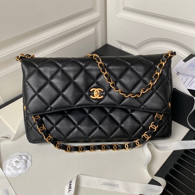 Chanel Shoulder Bag Lambskin & Gold-Tone Metal AS4777 black