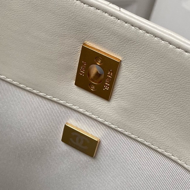 Chanel Shoulder Bag Lambskin & Gold-Tone Metal AS4777 white