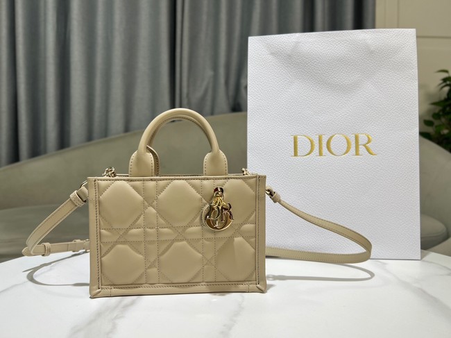 Mini Dior Book Tote Macrocannage Calfskin S5573OW Trench Beige