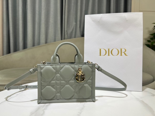 Mini Dior Book Tote Macrocannage Calfskin S5573OW gray