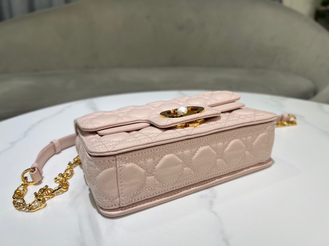 Small Dior Jolie Top Handle Bag Cannage Calfskin M9271U Powder Pink