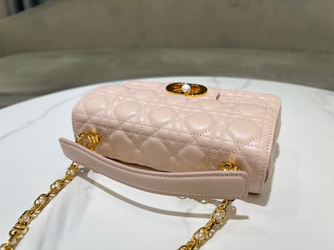 Small Dior Jolie Top Handle Bag Cannage Calfskin M9271U Powder Pink