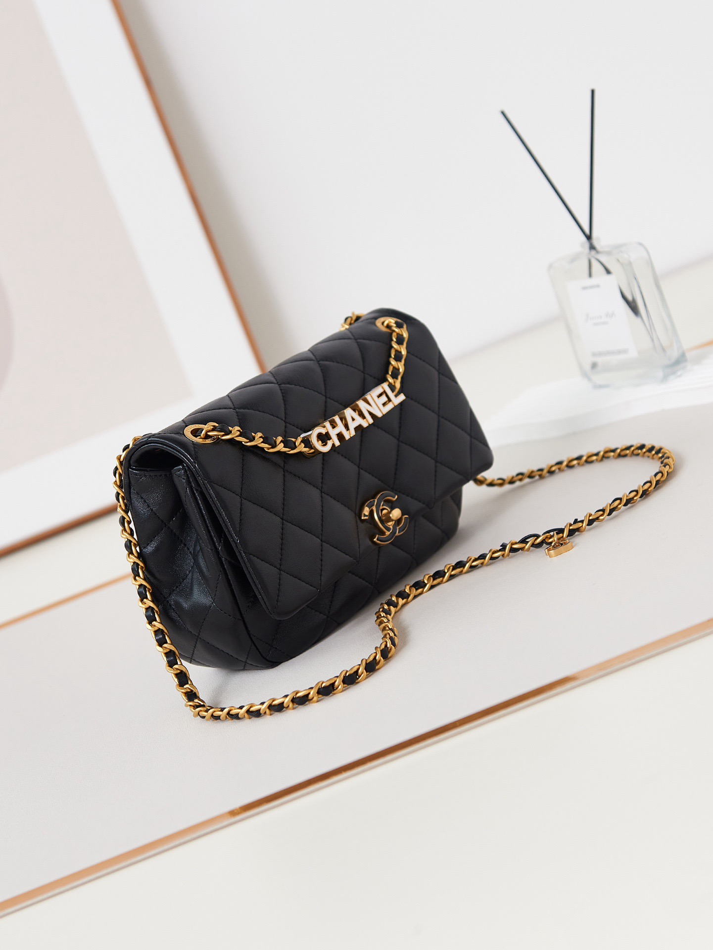 CHANEL 24P SMALL FLAP BAG AS4740 black