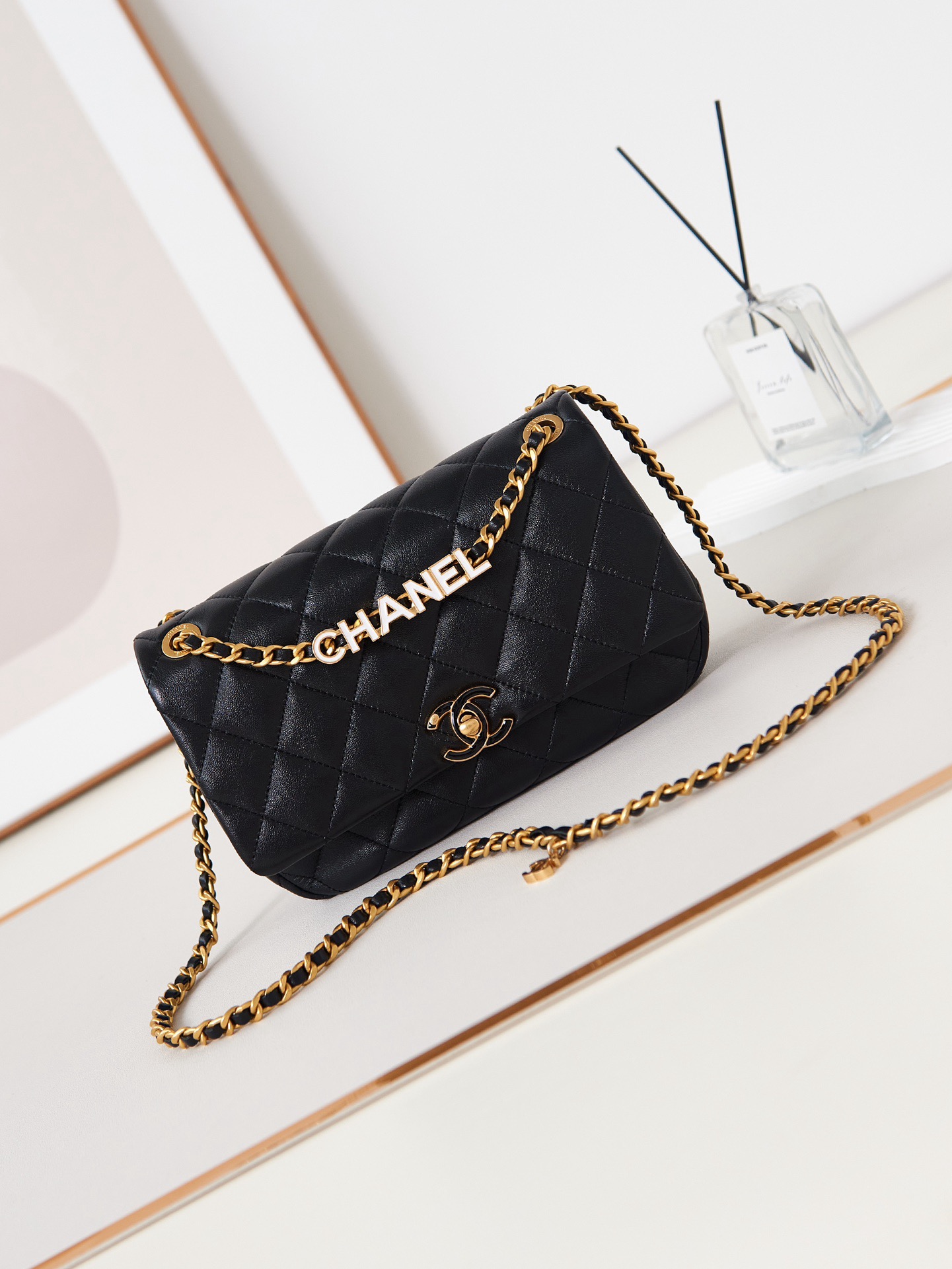 CHANEL 24P SMALL FLAP BAG AS4740 black