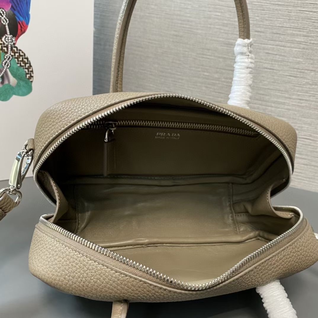 Prada Double leather small bag 1BB102 gray