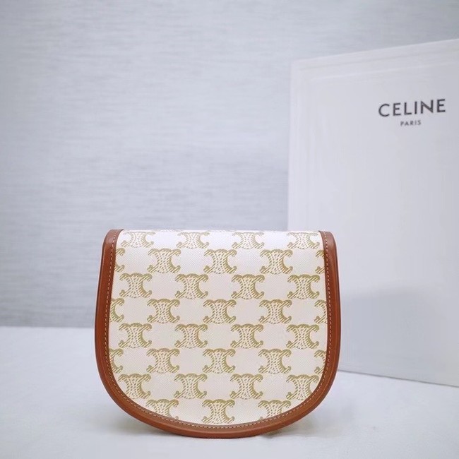CELINE MINI BESACE IN TRIOMPHE CANVAS AND CALFSKIN 196702 WHITE