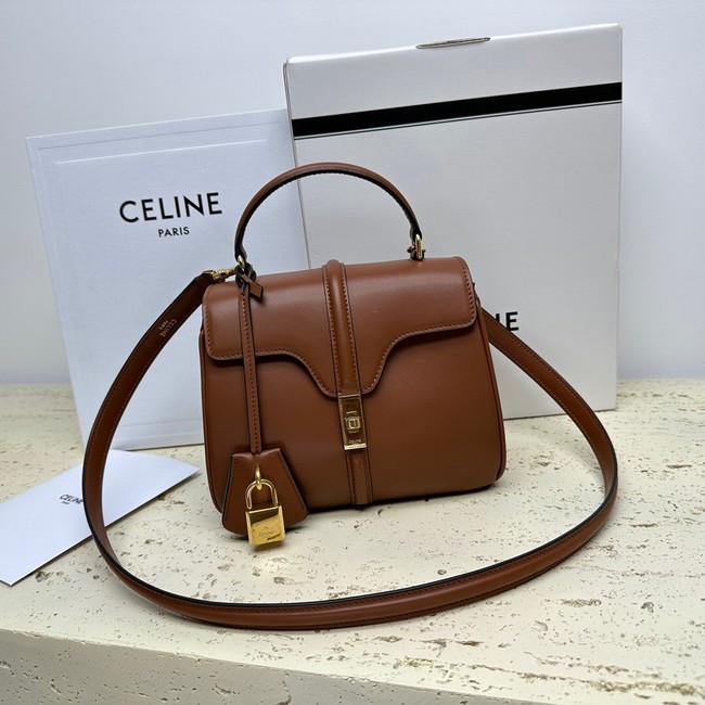 CELINE MINI 16 IN SATINATED CALFSKIN 197983 brown