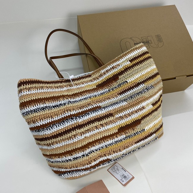 MIUMIU IN RAFFIA Shoulder Bags 5BB159 Apricot