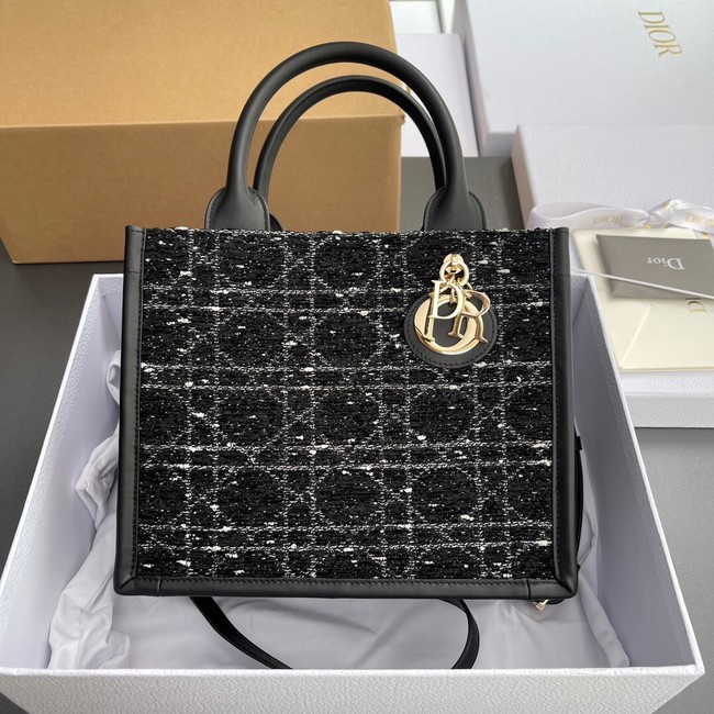 Small Dior Toujours Bag Black Cannage Tweed M1325OW